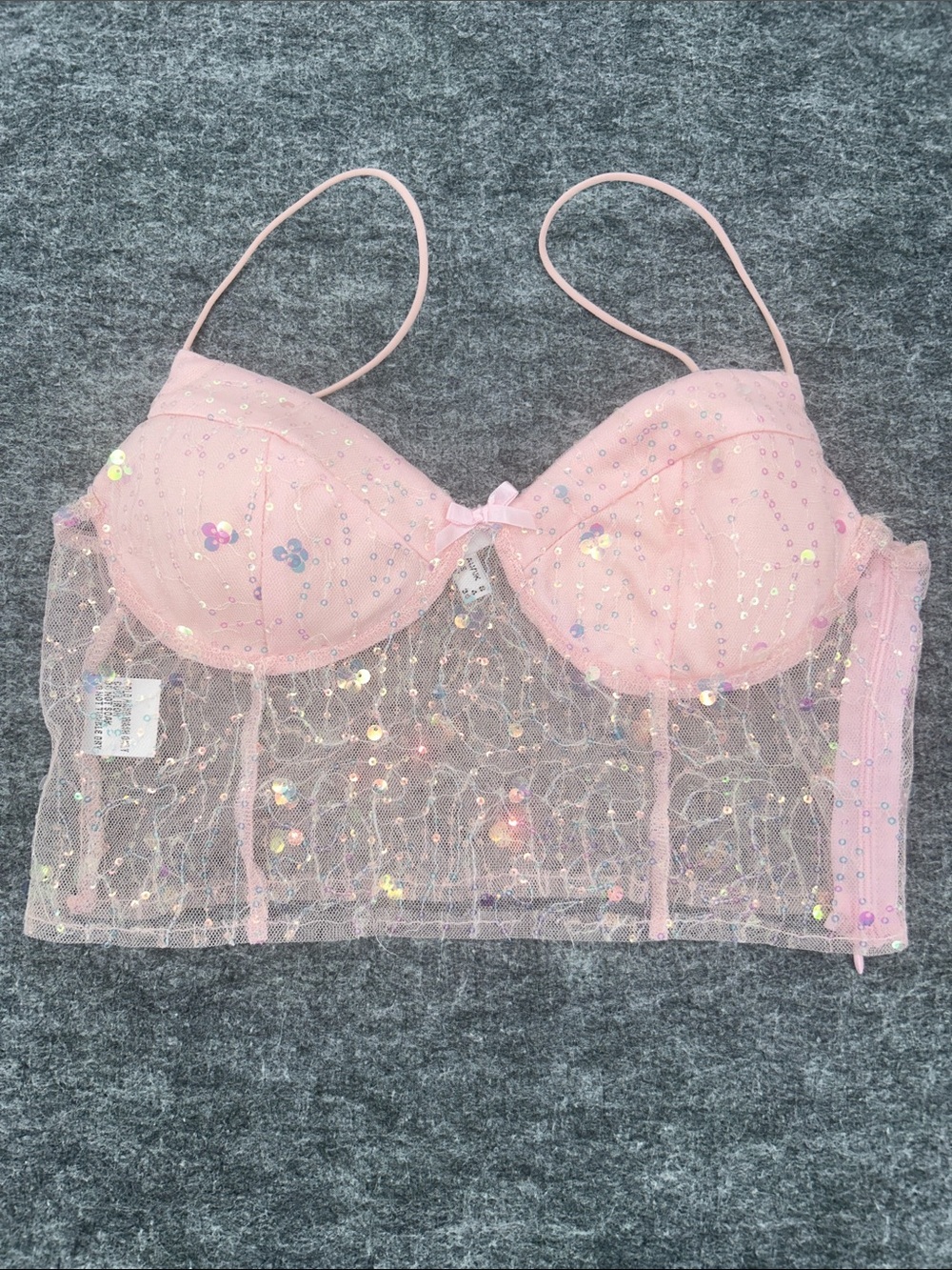Princess Polly Pink Sequin Breanna Crop Mesh Size 4 - Picture 3 of 9